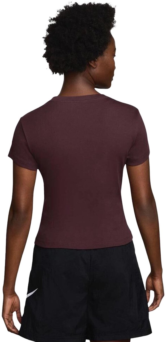 Nike Sportswear Geribbeld T-shirt Dames Bordeauxrood